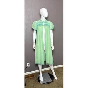 1960's Pistachio Chiffon Peignoir from Gotham OOAK Hand Dyed Coquette Sheer